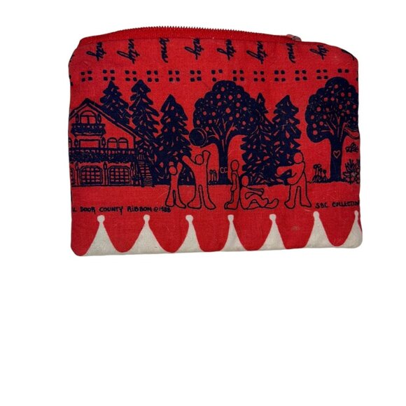 Gresko & Sons red blue postcard print padded cotton zip pouch bag Ephrai… - Picture 5 of 5